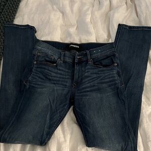 Express Women's Dark Blue Straight Leg Jeans